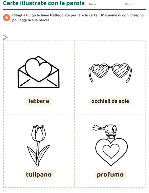 Anteprima della scheda di Carte illustrate con la parola con San Valentino BN 2 per Scuola dell'infanzia (5-7 anni)