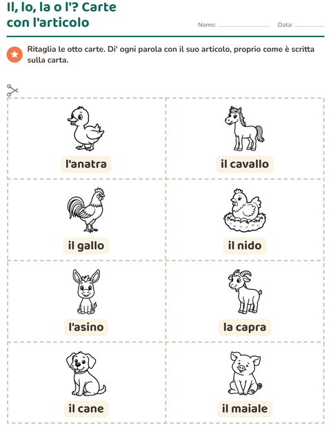 Anteprima della scheda di Carte illustrate con la parola con Fattoria BN per Scuola dell'infanzia (5-7 anni)