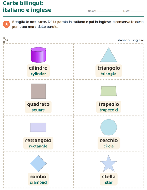 Anteprima della scheda di Carte illustrate con la parola con Forme per Scuola dell'infanzia (5-7 anni)