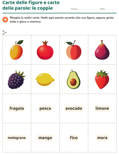 Carte delle figure e carte delle parole: le coppie