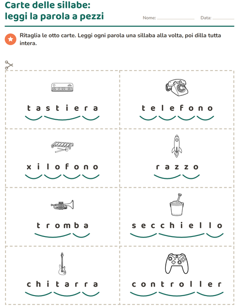 Anteprima della scheda di Carte illustrate con la parola con Giocattoli BN 2 per Scuola primaria classe prima