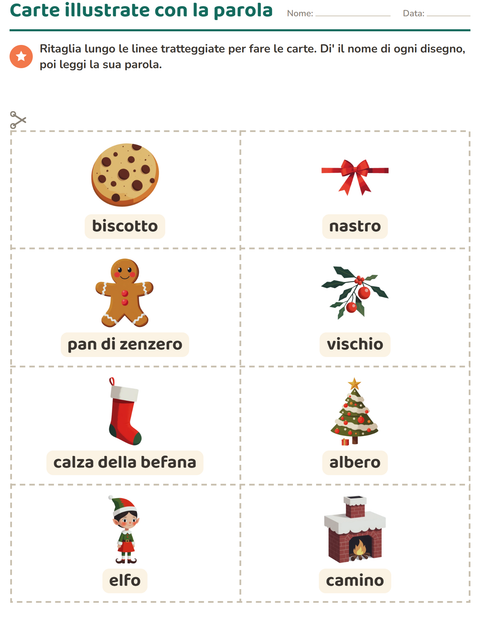 Anteprima della scheda di Carte illustrate con la parola con Natale per Scuola dell'infanzia (5-7 anni)