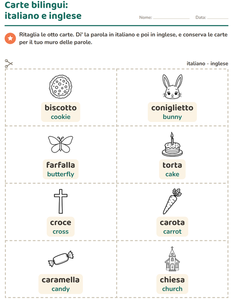 Anteprima della scheda di Carte illustrate con la parola con Pasqua BN per Scuola dell'infanzia (5-7 anni)