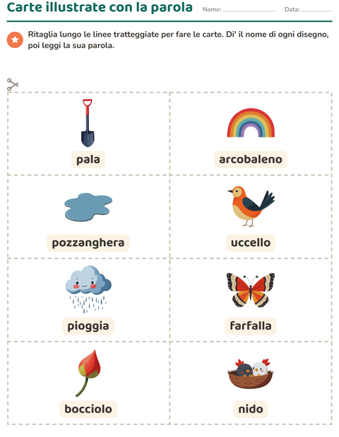 Anteprima della scheda di Carte illustrate con la parola con Primavera per Scuola dell'infanzia (5-7 anni)