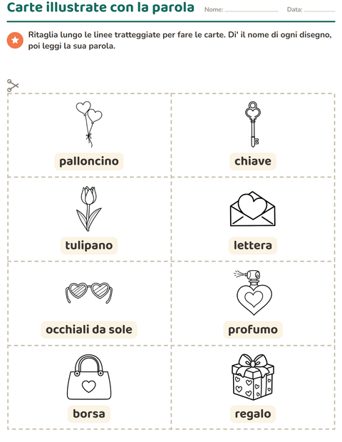 Anteprima della scheda di Carte illustrate con la parola con San Valentino BN 2 per Scuola dell'infanzia (5-7 anni)