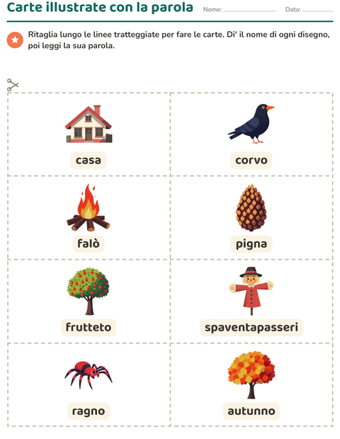 Anteprima della scheda di Carte illustrate con la parola con Varie per Scuola dell'infanzia (5-7 anni)