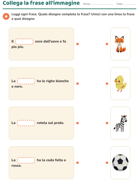 Anteprima della scheda di Completa le frasi per Scuola primaria classe prima