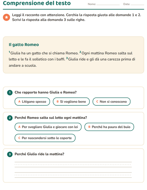 Anteprima della scheda di Comprensione del testo per Scuola primaria classe seconda