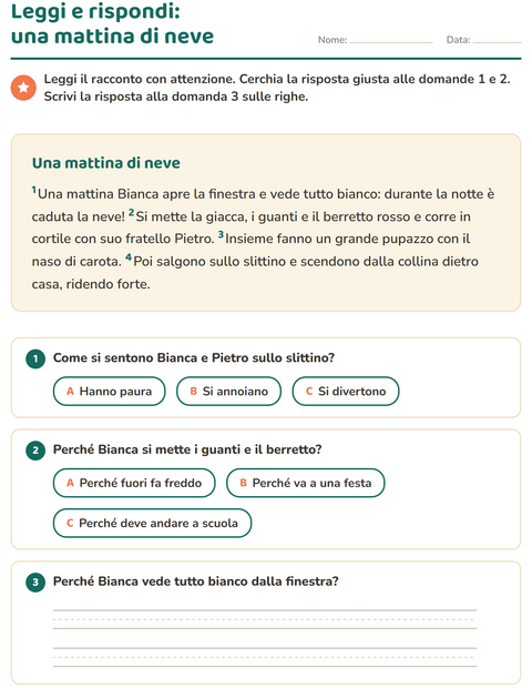 Anteprima della scheda di Comprensione del testo per Scuola primaria classe seconda