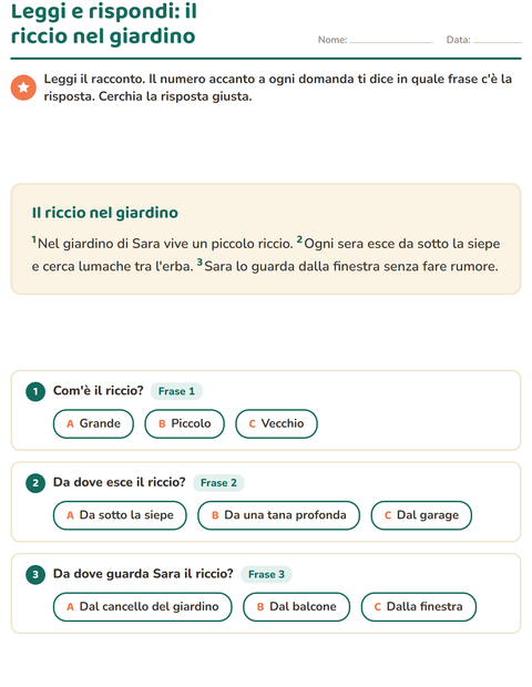 Anteprima della scheda di Comprensione del testo per Scuola primaria classe seconda
