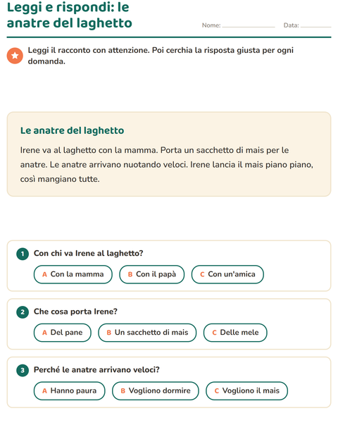 Anteprima della scheda di Comprensione del testo per Scuola primaria classe seconda