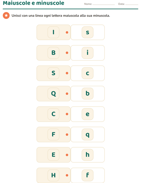Anteprima della scheda di Conoscenza delle lettere per Scuola dell'infanzia (5-7 anni)