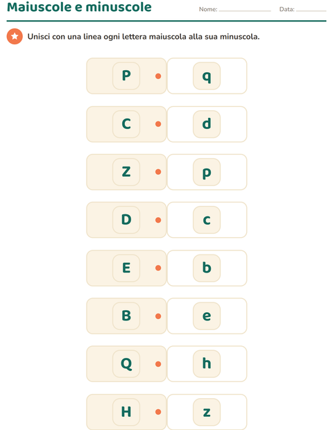 Anteprima della scheda di Conoscenza delle lettere per Scuola dell'infanzia (5-7 anni)