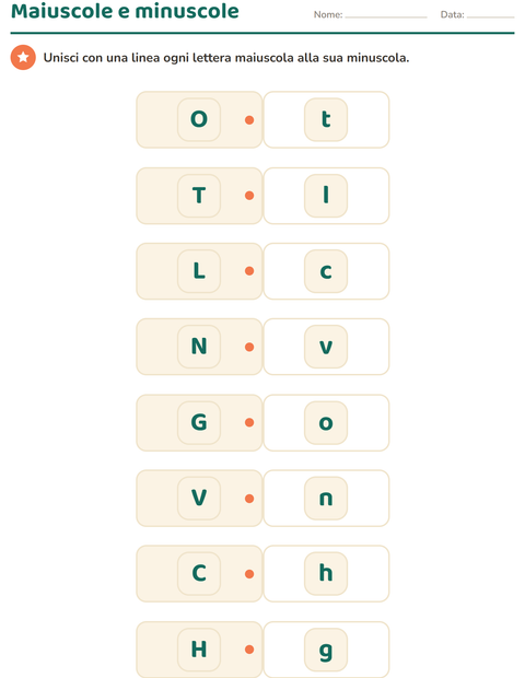 Anteprima della scheda di Conoscenza delle lettere per Scuola dell'infanzia (5-7 anni)