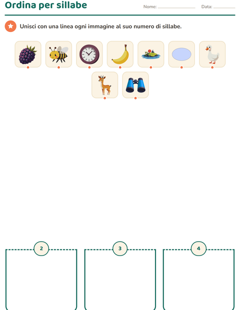 Anteprima della scheda di Consapevolezza fonologica per Scuola dell'infanzia (5-7 anni)