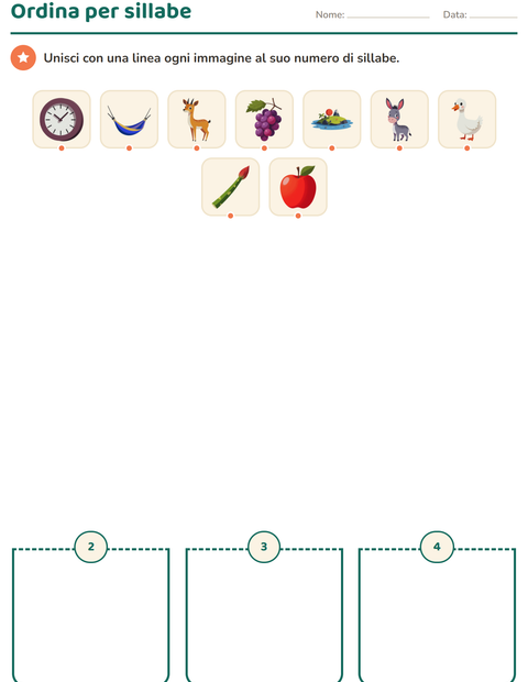 Anteprima della scheda di Consapevolezza fonologica per Scuola dell'infanzia (5-7 anni)