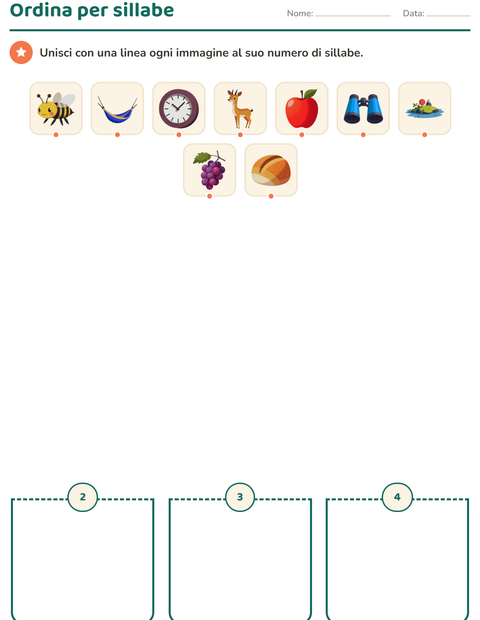 Anteprima della scheda di Consapevolezza fonologica per Scuola dell'infanzia (5-7 anni)