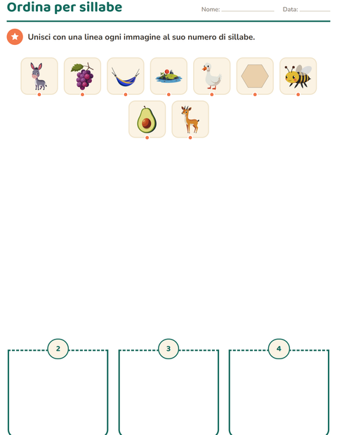 Anteprima della scheda di Consapevolezza fonologica per Scuola dell'infanzia (5-7 anni)