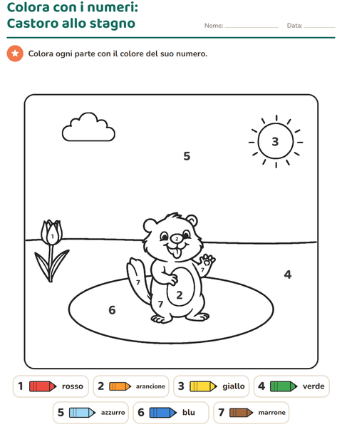 Anteprima della scheda di Conta e colora per Scuola dell'infanzia (5-7 anni)