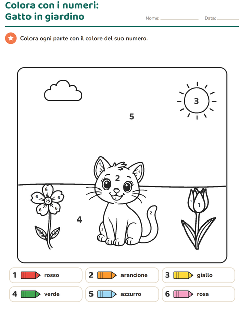 Anteprima della scheda di Conta e colora per Scuola dell'infanzia (5-7 anni)