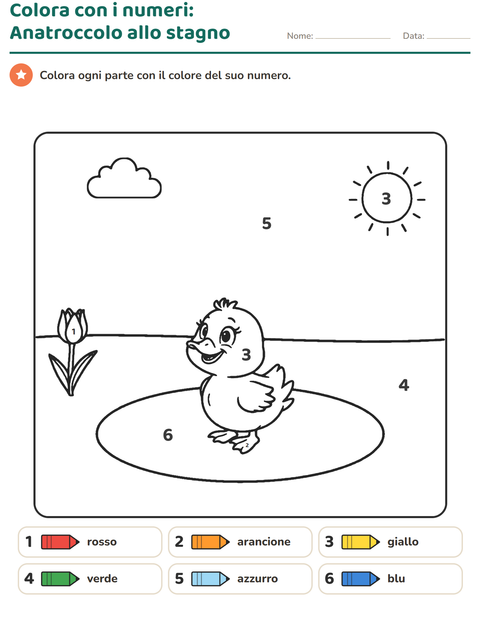 Anteprima della scheda di Conta e colora per Scuola dell'infanzia (5-7 anni)