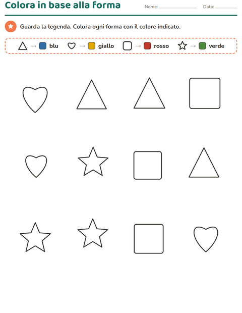 Colora in base alla forma: un colore per ogni figura