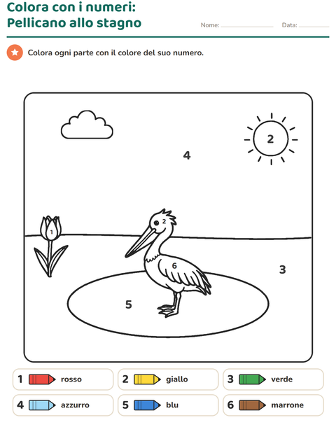 Anteprima della scheda di Conta e colora per Scuola dell'infanzia (5-7 anni)