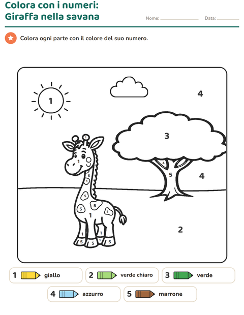 Anteprima della scheda di Conta e colora per Scuola dell'infanzia (5-7 anni)