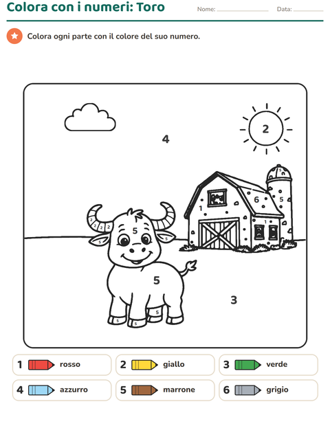 Anteprima della scheda di Conta e colora per Scuola dell'infanzia (5-7 anni)