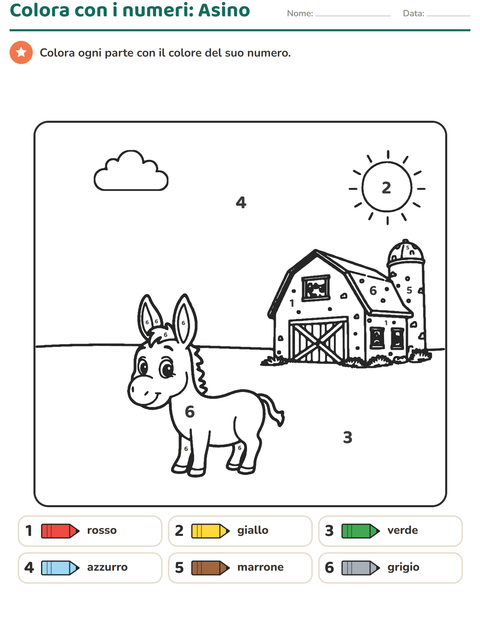 Anteprima della scheda di Conta e colora per Scuola dell'infanzia (5-7 anni)