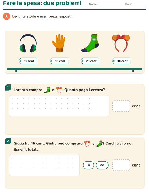 Anteprima della scheda di Contare le monete con Accessori per Scuola primaria classe seconda