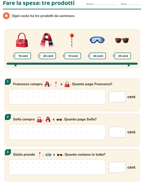 Anteprima della scheda di Contare le monete con Accessori per Scuola primaria classe seconda