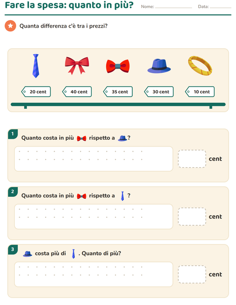 Anteprima della scheda di Contare le monete con Accessori per Scuola primaria classe seconda
