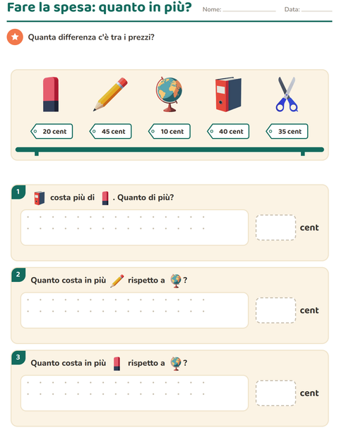 Anteprima della scheda di Contare le monete con Aula per Scuola primaria classe seconda
