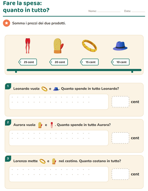 Anteprima della scheda di Contare le monete con Accessori per Scuola primaria classe seconda