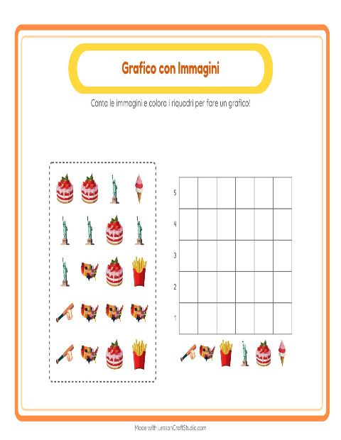 Anteprima della scheda di Conteggio Grafico con 4 luglio per Scuola dell'infanzia (5-7 anni)
