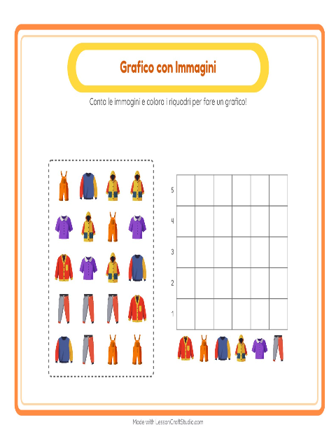 Anteprima della scheda di Conteggio Grafico con Abbigliamento per Scuola dell'infanzia (5-7 anni)