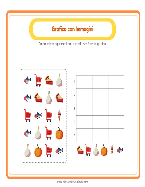 Anteprima della scheda di Conteggio Grafico con Al supermercato per Scuola dell'infanzia (5-7 anni)