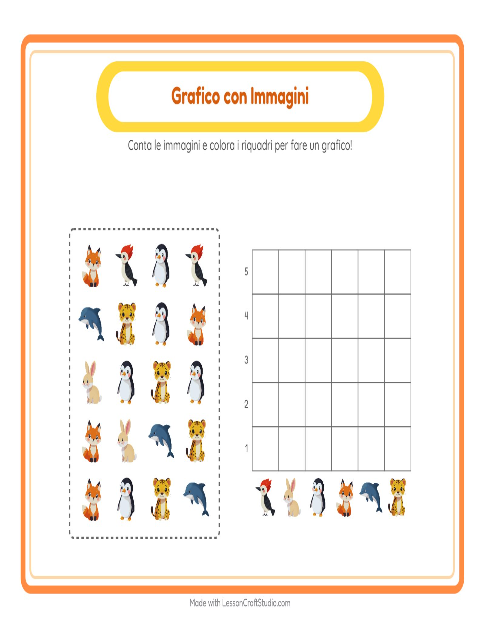 Anteprima della scheda di Conteggio Grafico con Animali per Scuola dell'infanzia (5-7 anni)