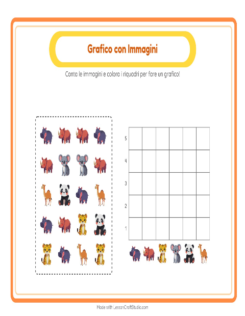 Anteprima di Conta e completa il diagramma: Animali dello zoo – per la classe prima