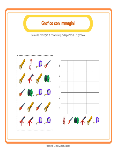 Anteprima della scheda di Conteggio Grafico con Attrezzi per Scuola dell'infanzia (5-7 anni)