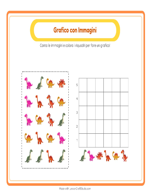 Anteprima della scheda di Conteggio Grafico con Dinosauri per Scuola dell'infanzia (5-7 anni)