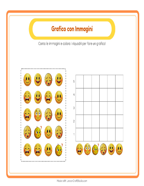 Anteprima della scheda di Conteggio Grafico con Emozioni per Scuola dell'infanzia (5-7 anni)