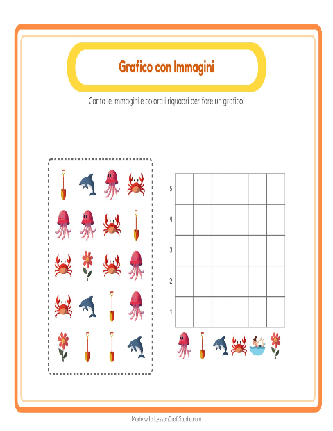 Anteprima della scheda di Conteggio Grafico con Estate per Scuola dell'infanzia (5-7 anni)