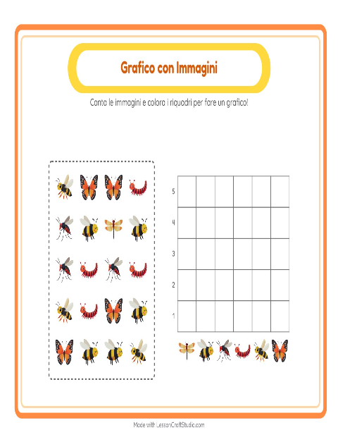 Anteprima della scheda di Conteggio Grafico con Insetti e scarafaggi per Scuola dell'infanzia (5-7 anni)