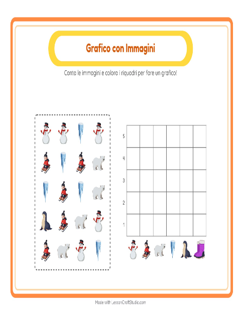 Anteprima della scheda di Conteggio Grafico con Inverno per Scuola dell'infanzia (5-7 anni)