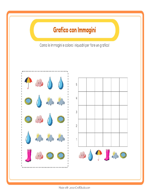 Anteprima della scheda di Conteggio Grafico con Meteo per Scuola dell'infanzia (5-7 anni)