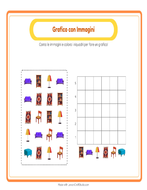 Anteprima della scheda di Conteggio Grafico con Mobili per Scuola dell'infanzia (5-7 anni)