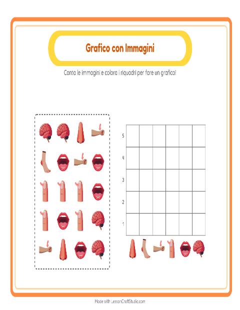 Anteprima della scheda di Conteggio Grafico con Parti del corpo per Scuola dell'infanzia (5-7 anni)
