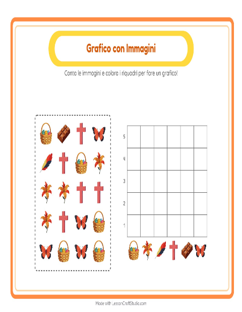 Anteprima della scheda di Conteggio Grafico con Pasqua per Scuola dell'infanzia (5-7 anni)